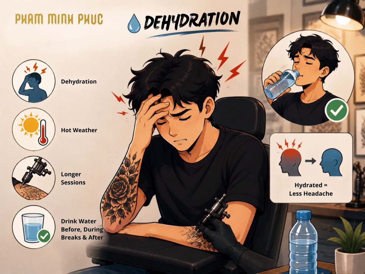 dehydration cause headache after tattoo