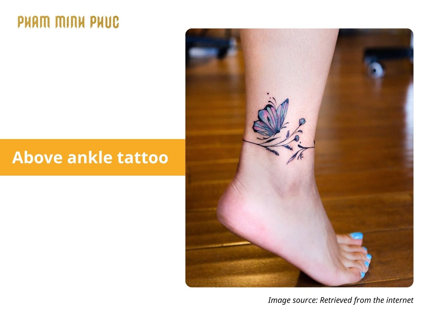 butterfly above ankle tattoo
