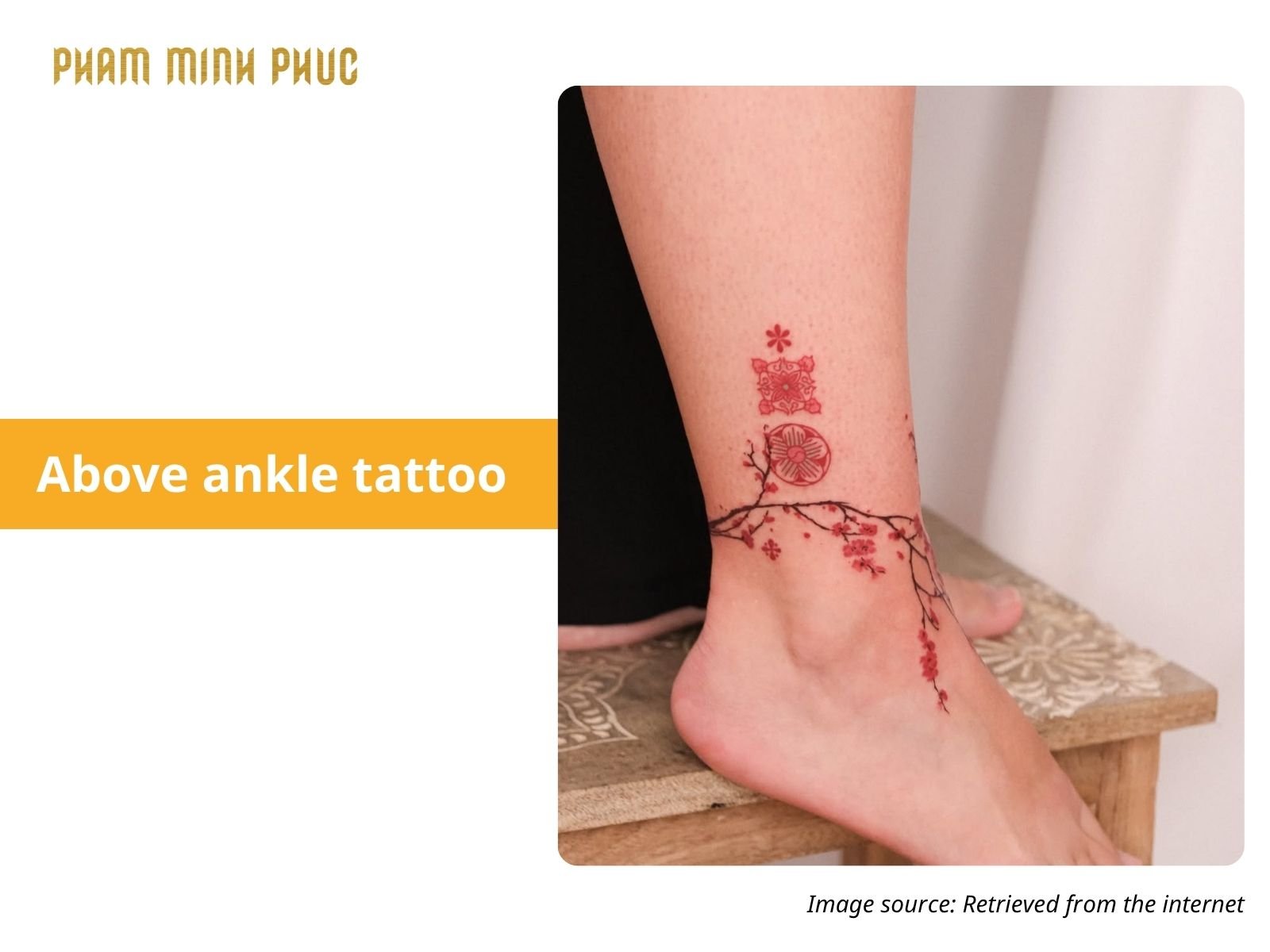fineline floral above ankle tattoo