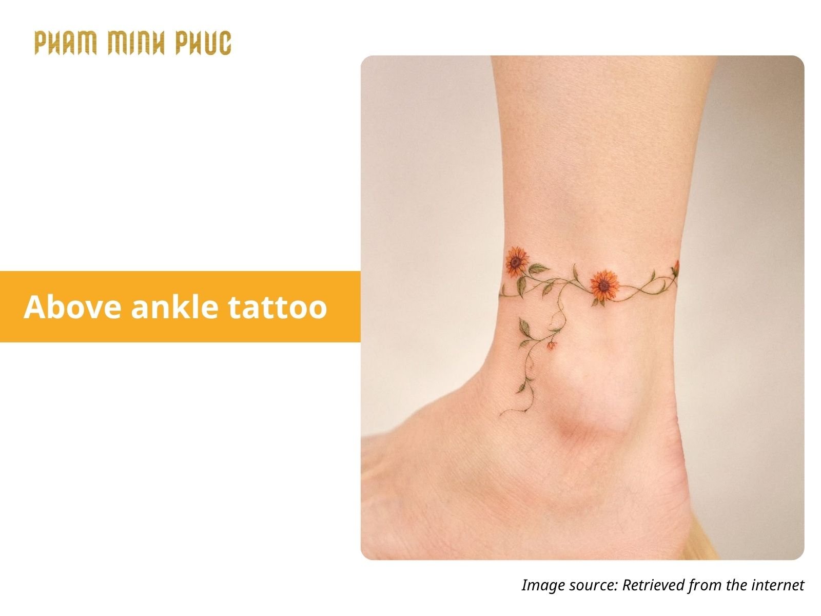 floral above ankle tattoo