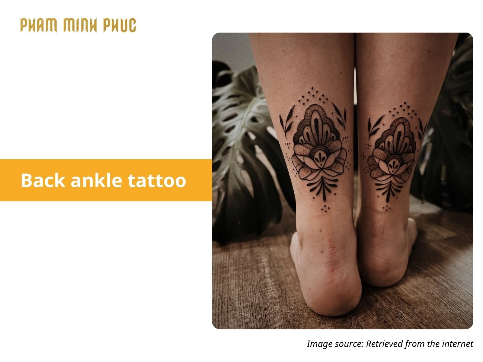 geometric back ankle tattoo