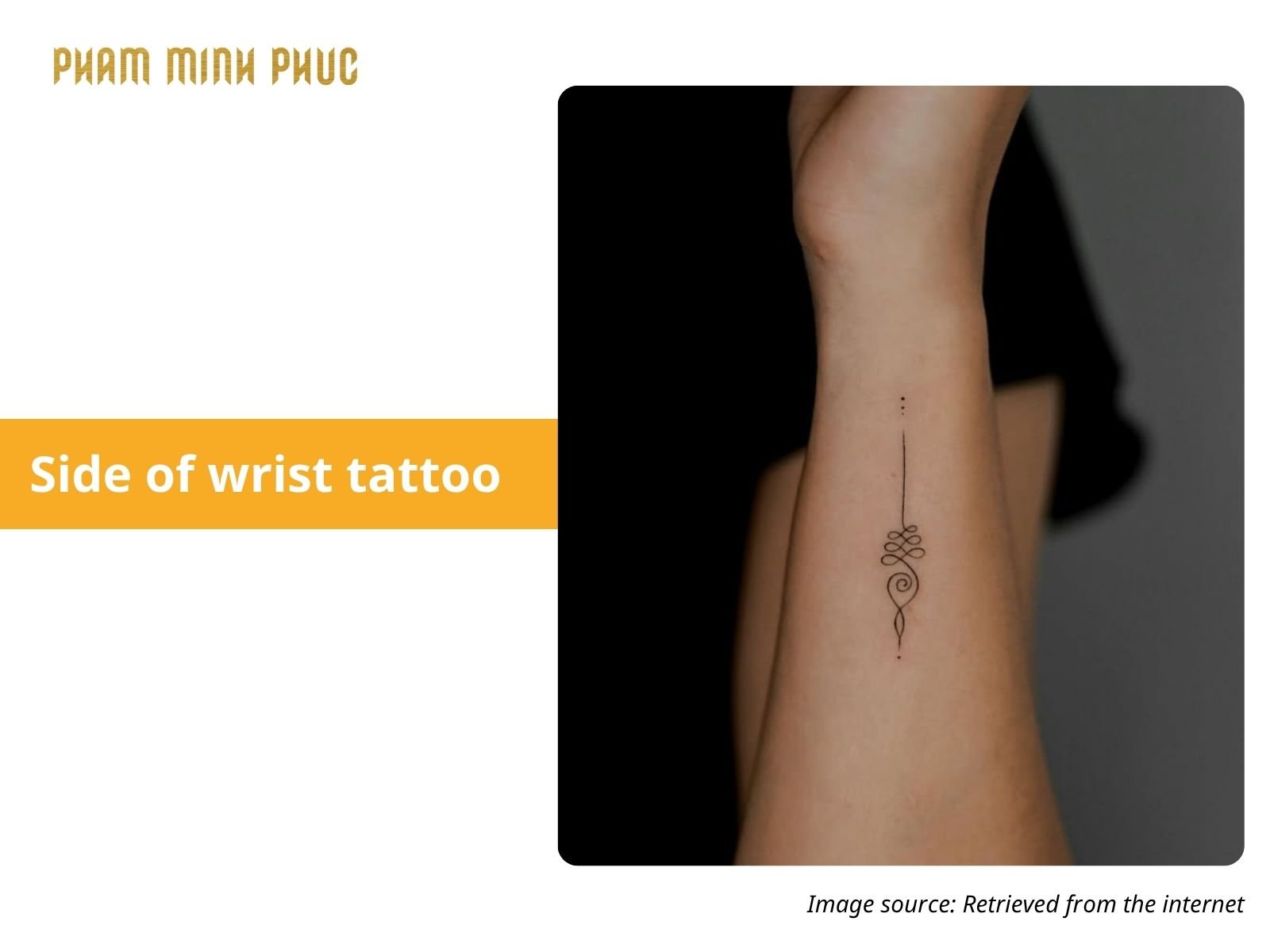 mini symbol side wrist tattoo