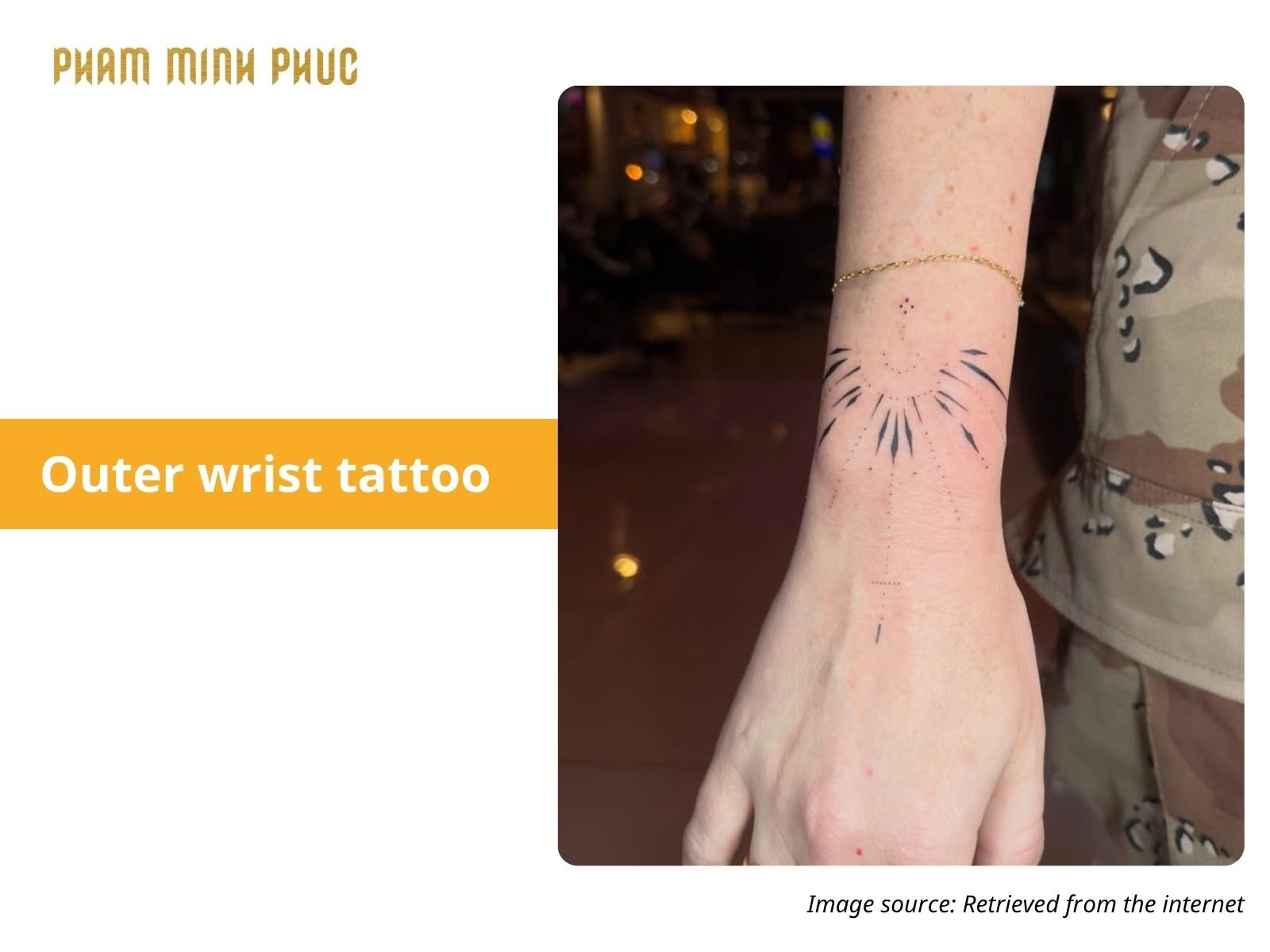minimal outer wrist tattoo